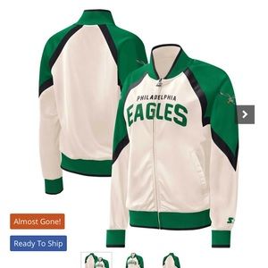 Women's Starter Philadelphia Eagles Overtime Raglan Full-Zip Track Jacket XXL